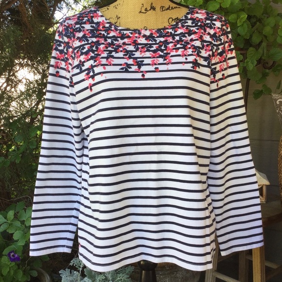 Joules Tops - Joules Floral Striped Long Sleeved Top